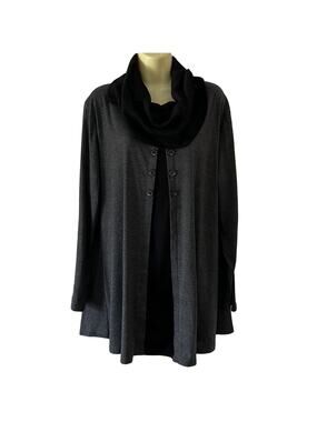 Bebonnie XXXL Gray & Black Cowl Neck Knit Tunic Top